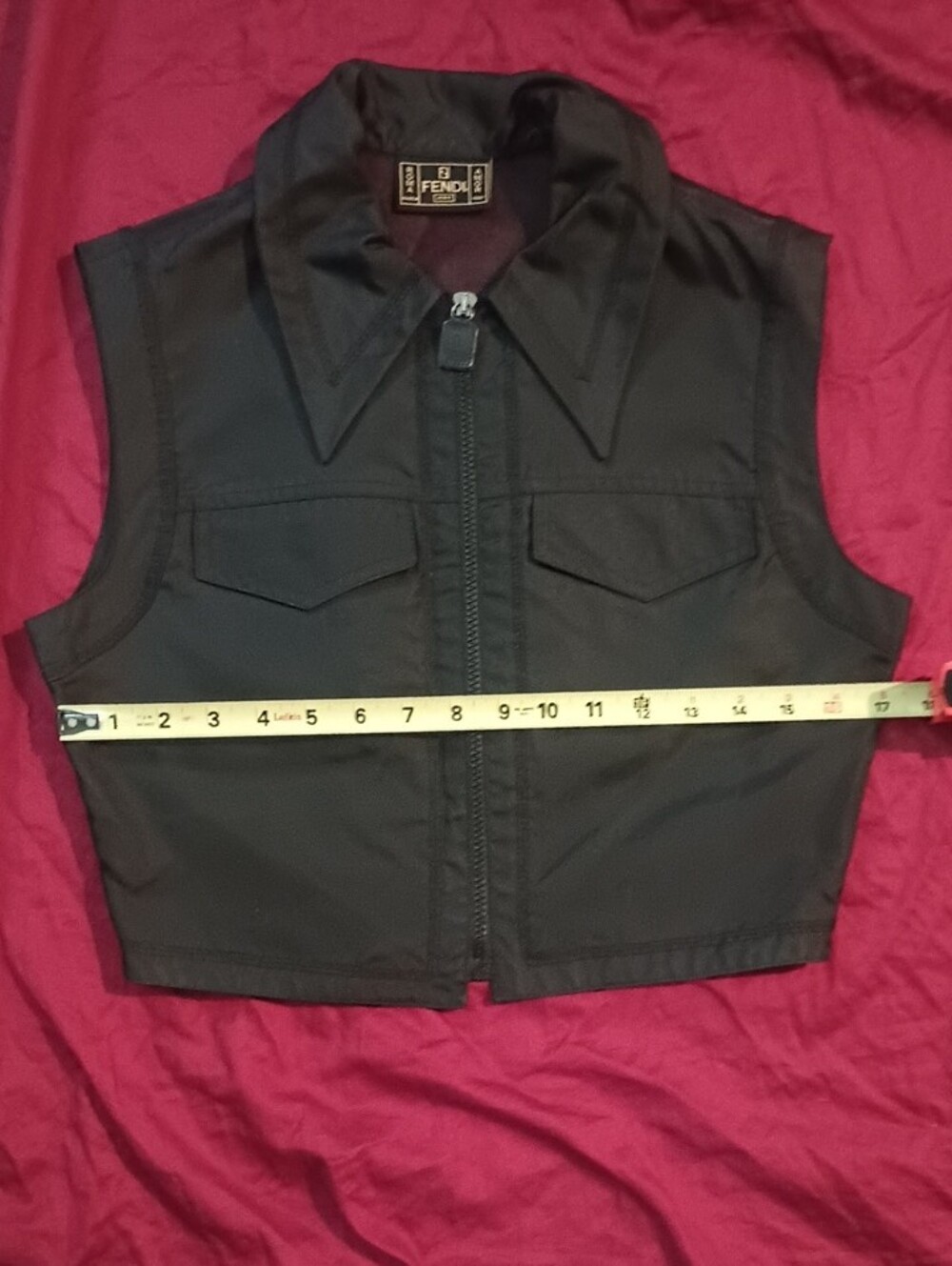 Vintage Fendi Black Prominent Logo Sheer Zip Up Mesh Vest Woman Size 2 Like New - Picture 12 of 16